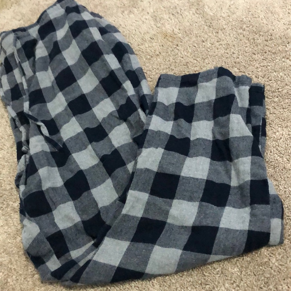 Gray and navy pajama pants